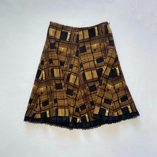 Prada FW2010 brown patterned skirt