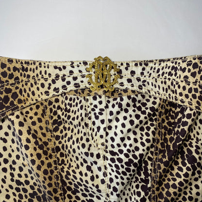 Roberto Cavalli cheetah print mini-skirt with golden belt buckle