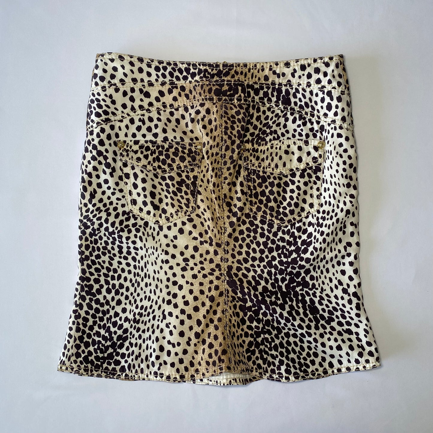 Roberto Cavalli cheetah print mini-skirt with golden belt buckle