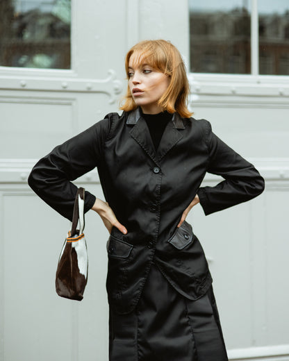 Prada FW 1994 black nylon & leather blazer