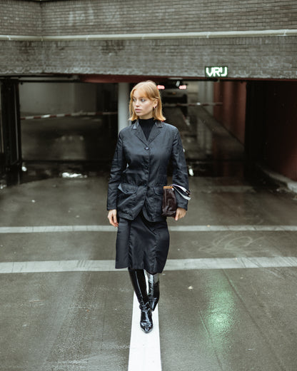 Prada FW 1994 black nylon & leather blazer