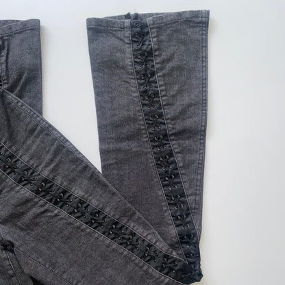 Dolce & Gabbana 2000s grey lace-up jeans