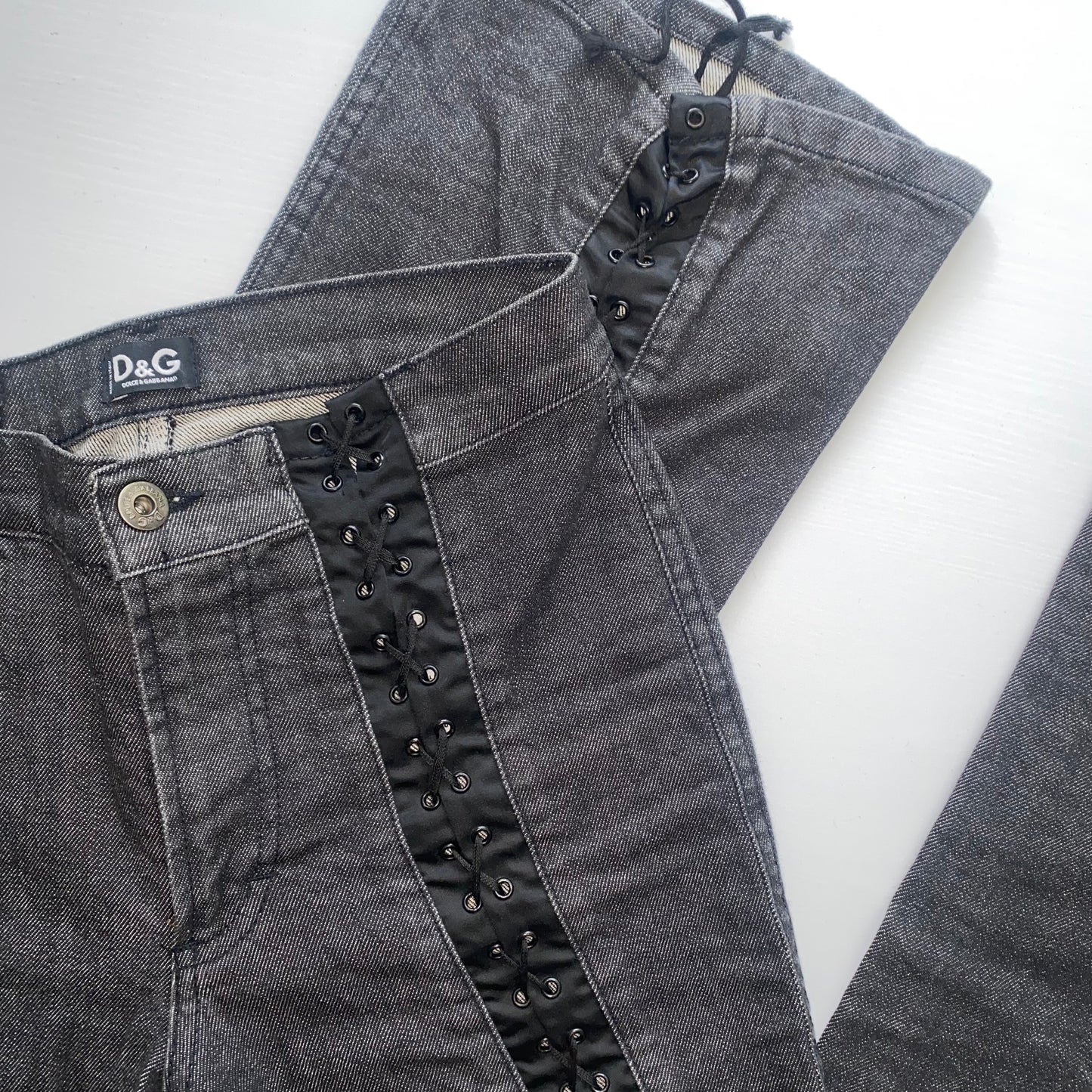 Dolce & Gabbana 2000s grey lace-up jeans