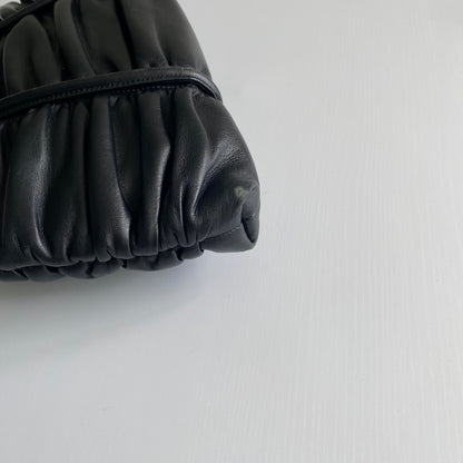 Moschino black woven leather shoulder bag