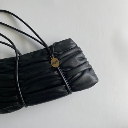 Moschino black woven leather shoulder bag