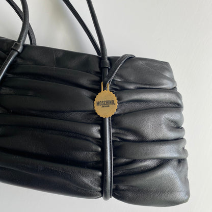 Moschino black woven leather shoulder bag