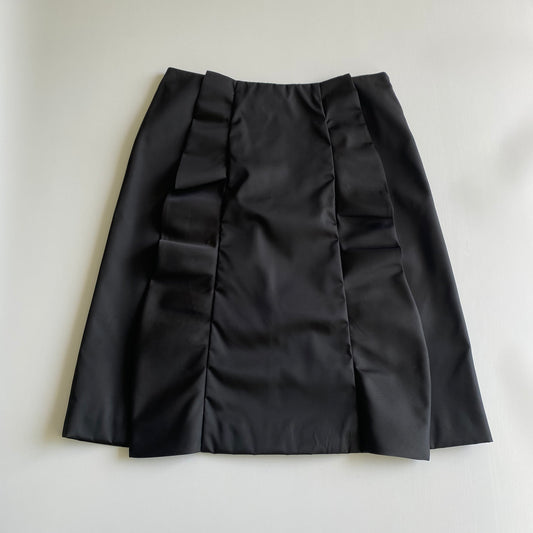 Prada FW2008 black nylon ruffled skirt