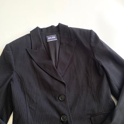 Jean Paul Gaultier black pinstripe blazer with back corset