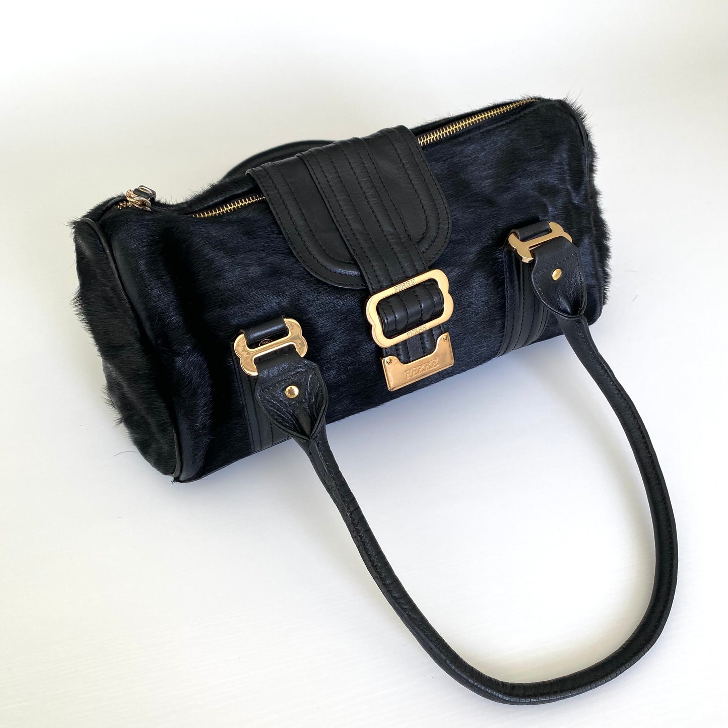 GF Ferre black cowhide and leather handbag