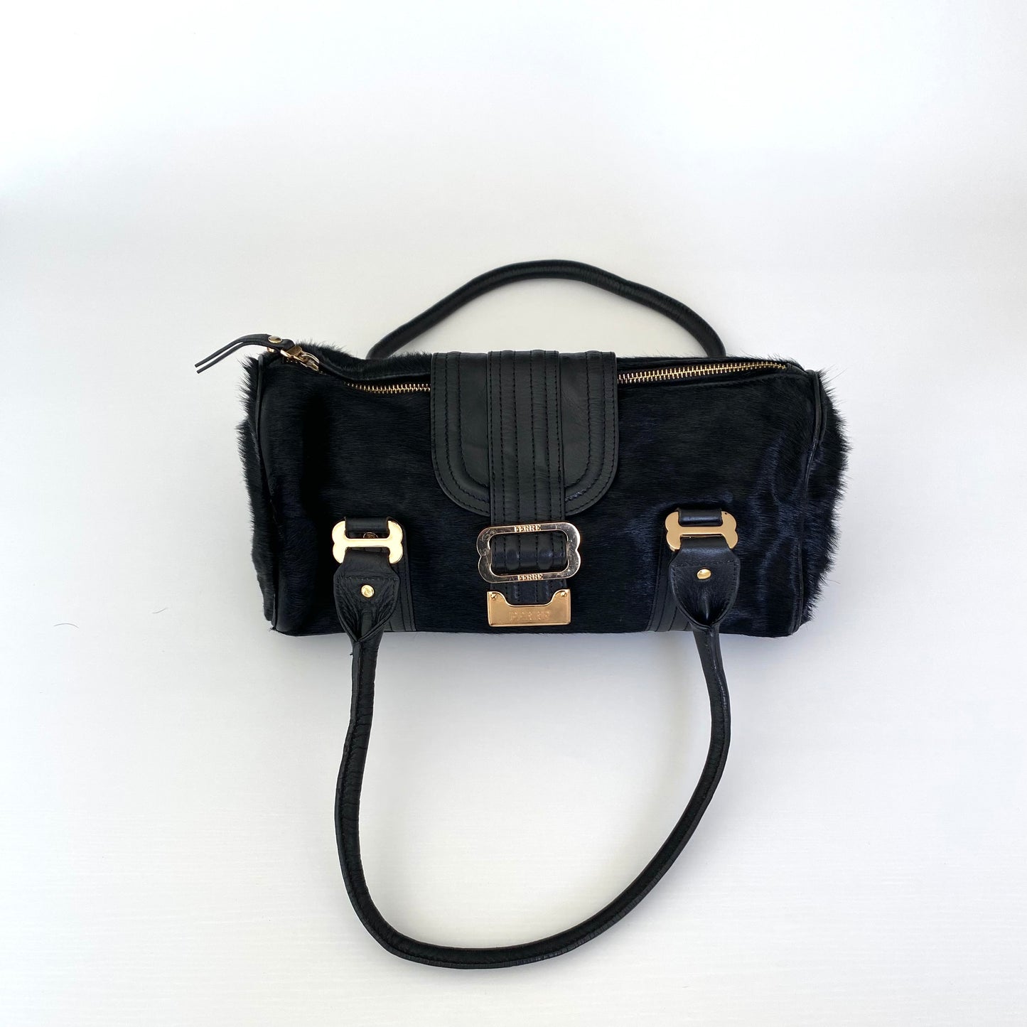 GF Ferre black cowhide and leather handbag