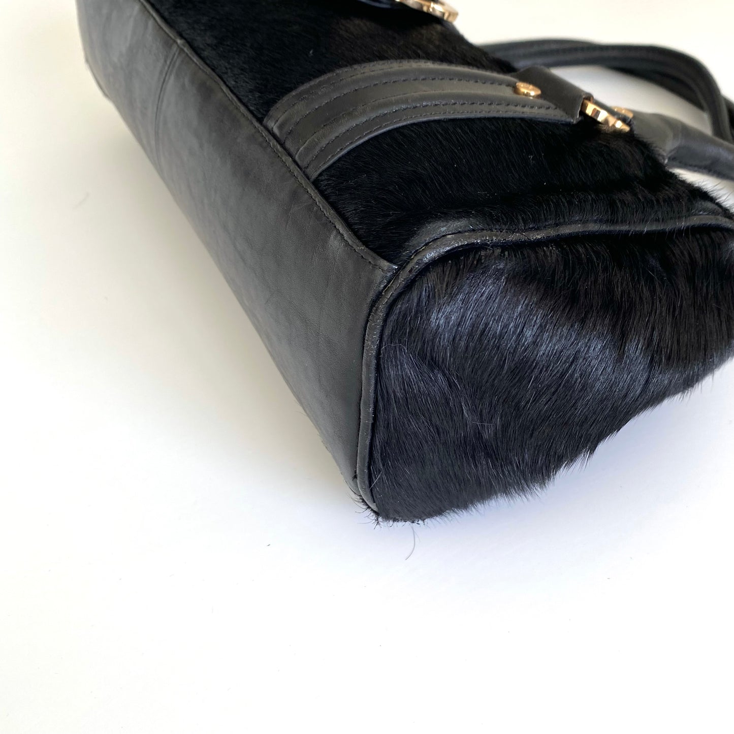 GF Ferre black cowhide and leather handbag