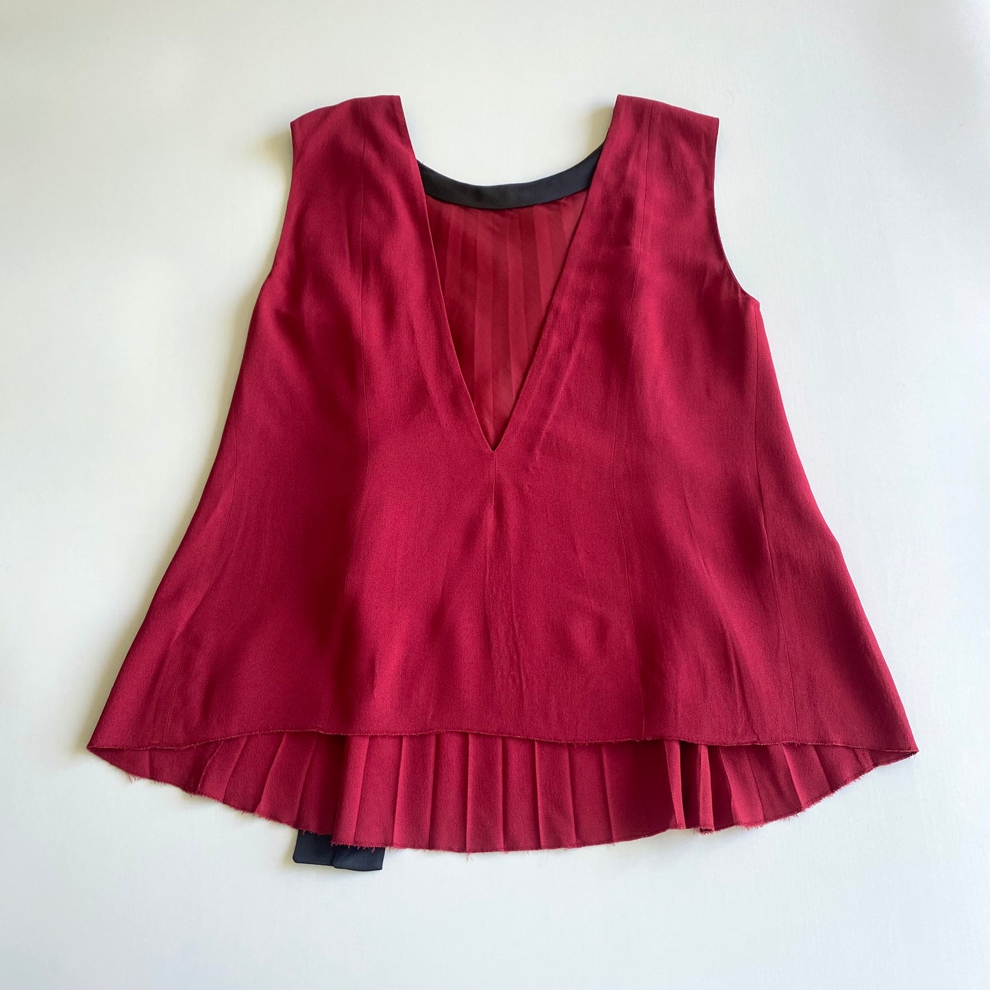 Miu Miu red silk top with bow