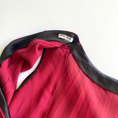 Miu Miu red silk top with bow