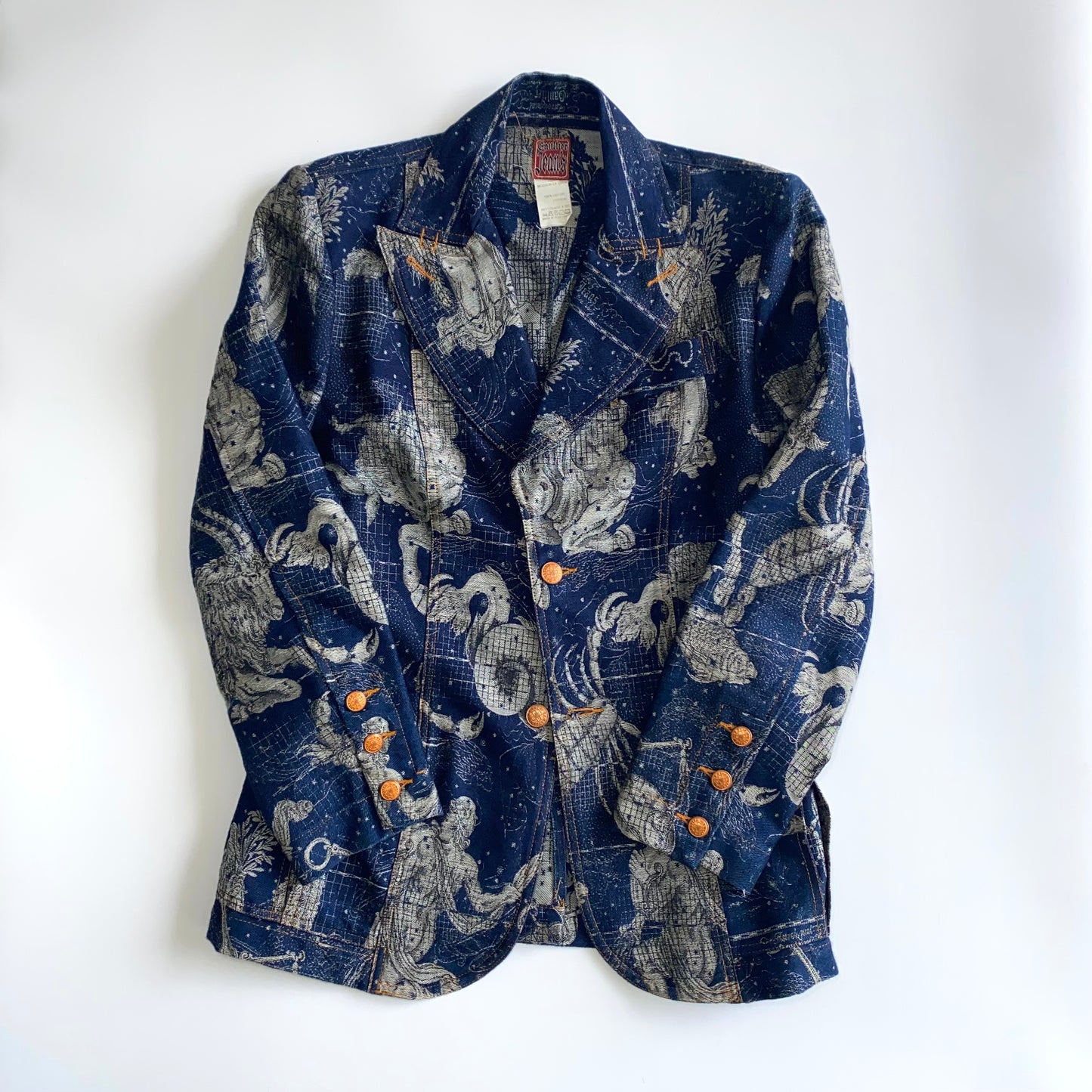 Jean Paul Gaultier FW1994 'Le Grand Voyage' denim printed blazer