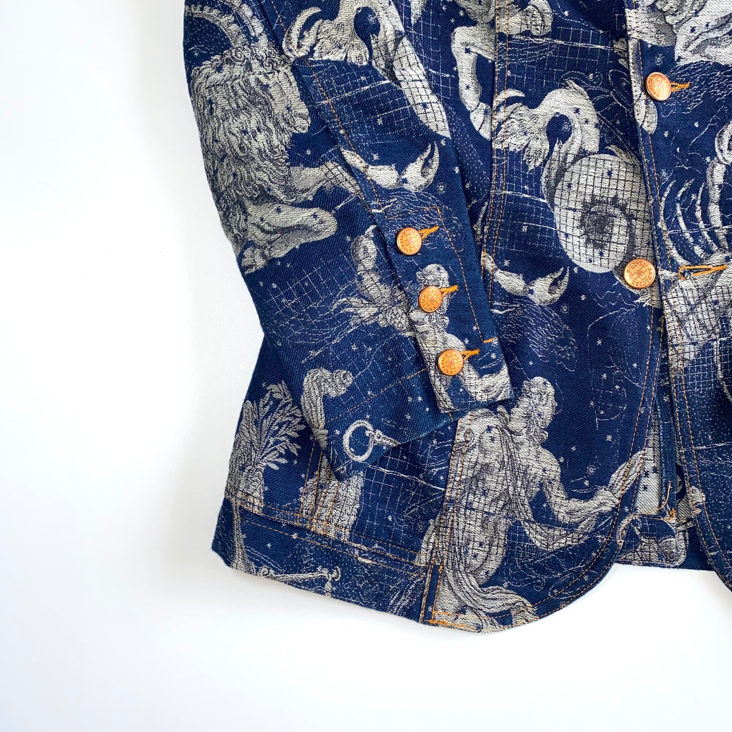 Jean Paul Gaultier FW1994 'Le Grand Voyage' denim printed blazer