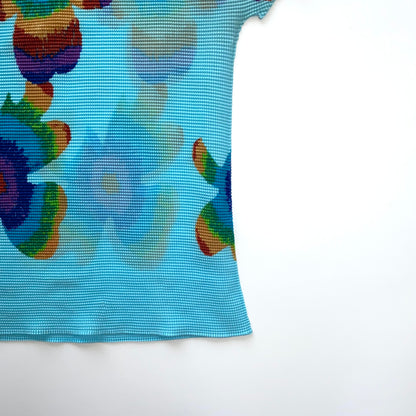 Issey Miyake Cauliflower blue floral top