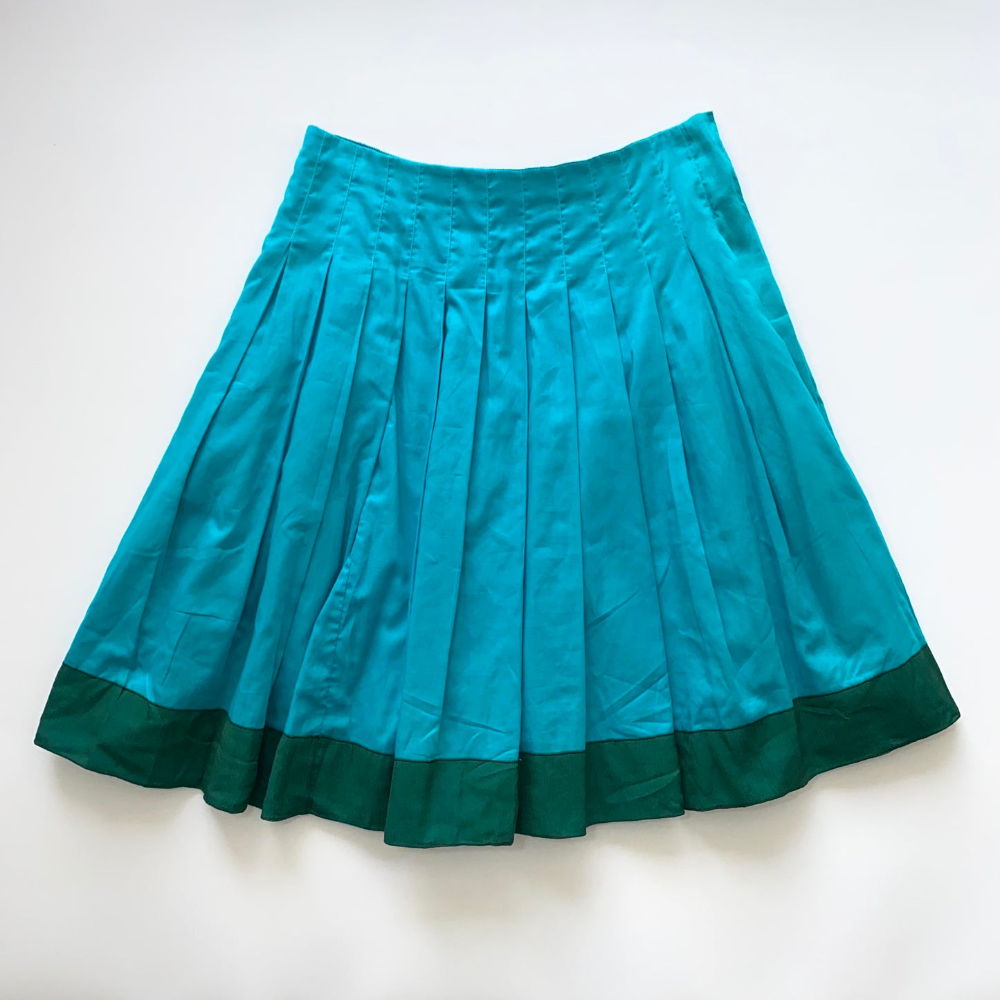 Prada emerald blue mini-skirt with green trim