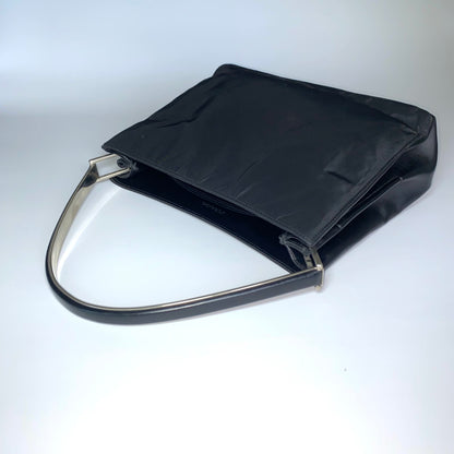 Prada FW1998 black nylon shoulder bag with metal handle