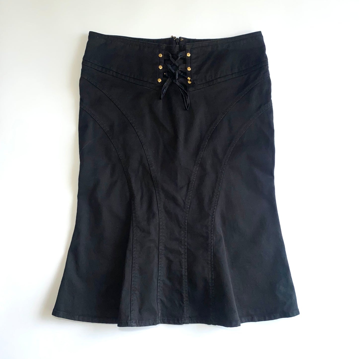 Roberto Cavalli black maxi-skirt with tie detail