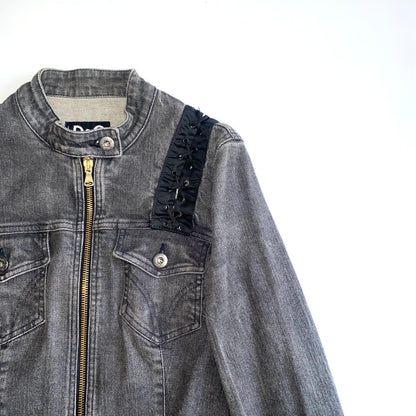 Dolce & Gabbana 2000s grey denim jacket with lace ties