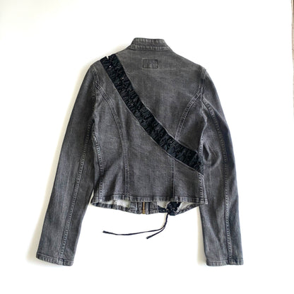 Dolce & Gabbana 2000s grey denim jacket with lace ties