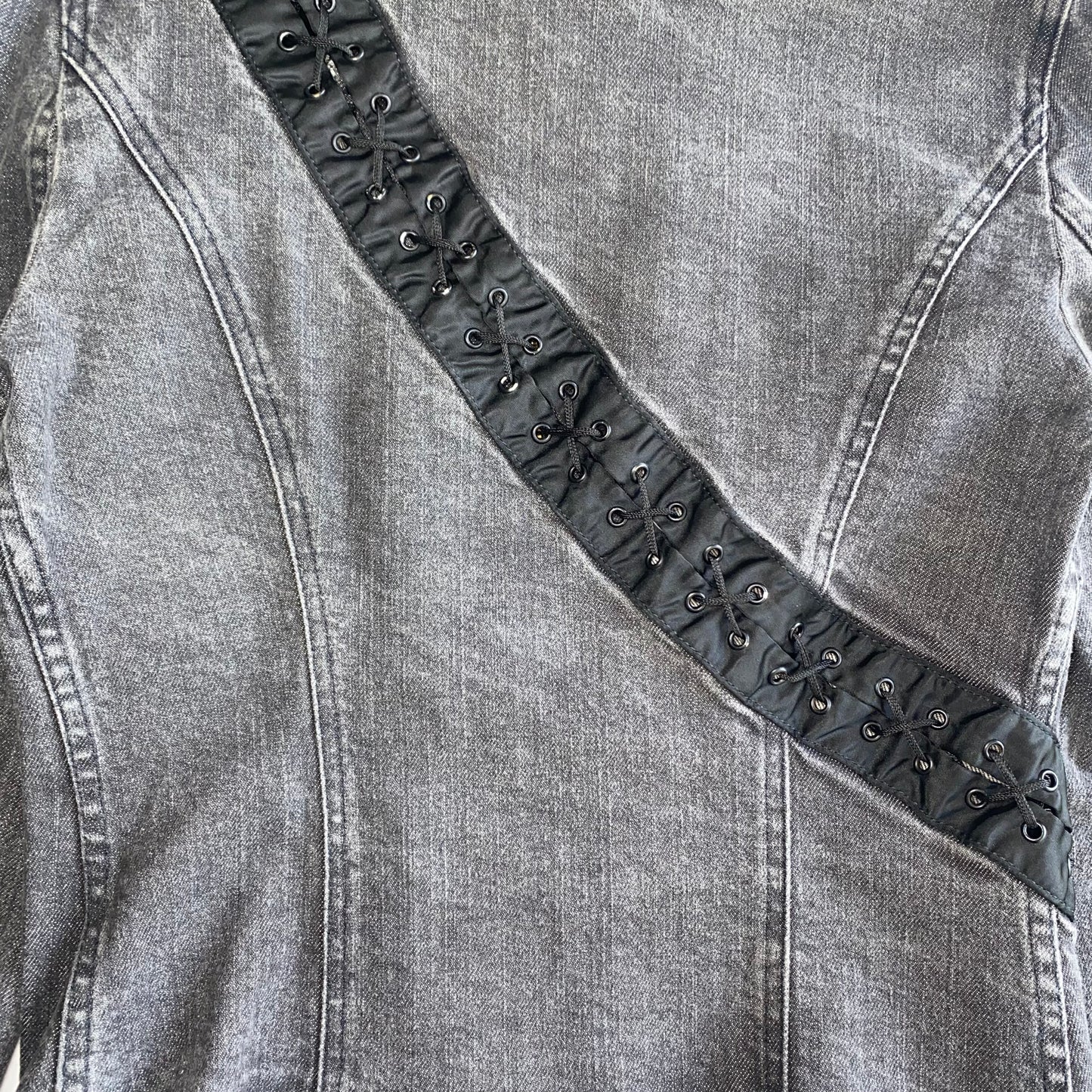 Dolce & Gabbana 2000s grey denim jacket with lace ties