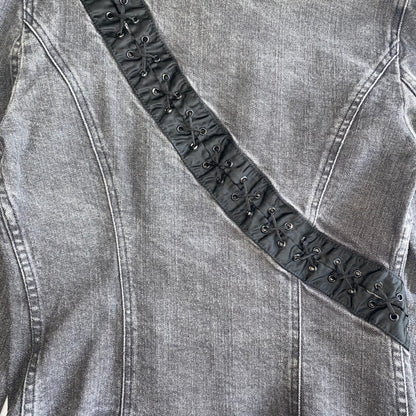 Dolce & Gabbana 2000s grey denim jacket with lace ties