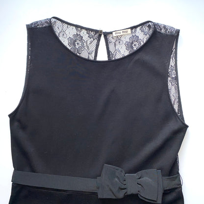 Miu Miu little black dress with bow tie and lace back