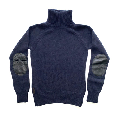 Prada 2000s navy wool sweater with elbow pads