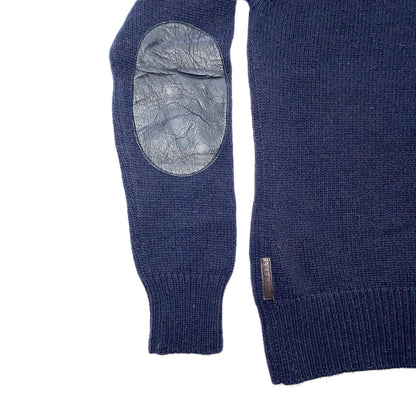 Prada 2000s navy wool sweater with elbow pads