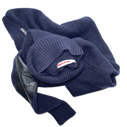 Prada 2000s navy wool sweater with elbow pads