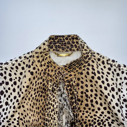 Robert Cavalli leopard-print denim jacket with ruffles