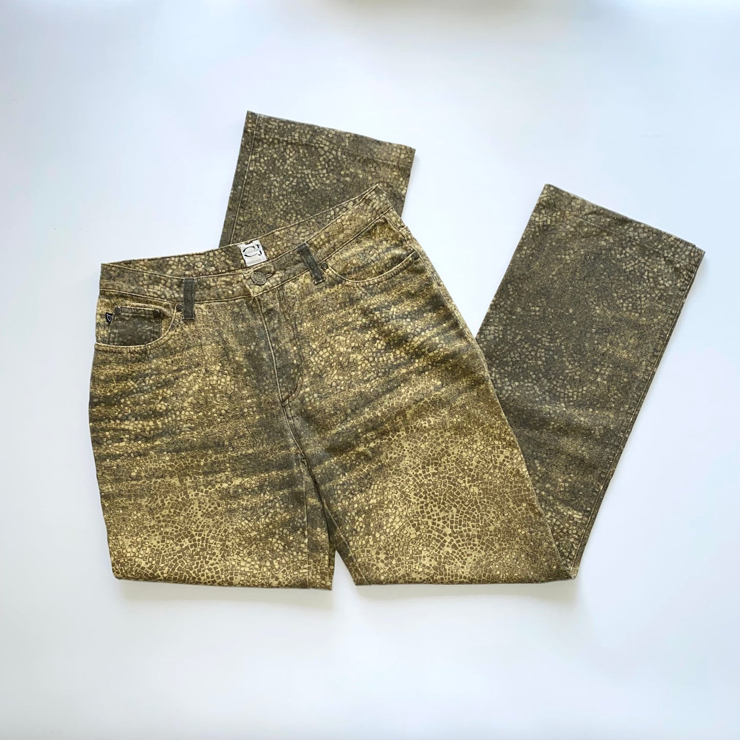 Roberto Cavalli golden mosaic-printed jeans