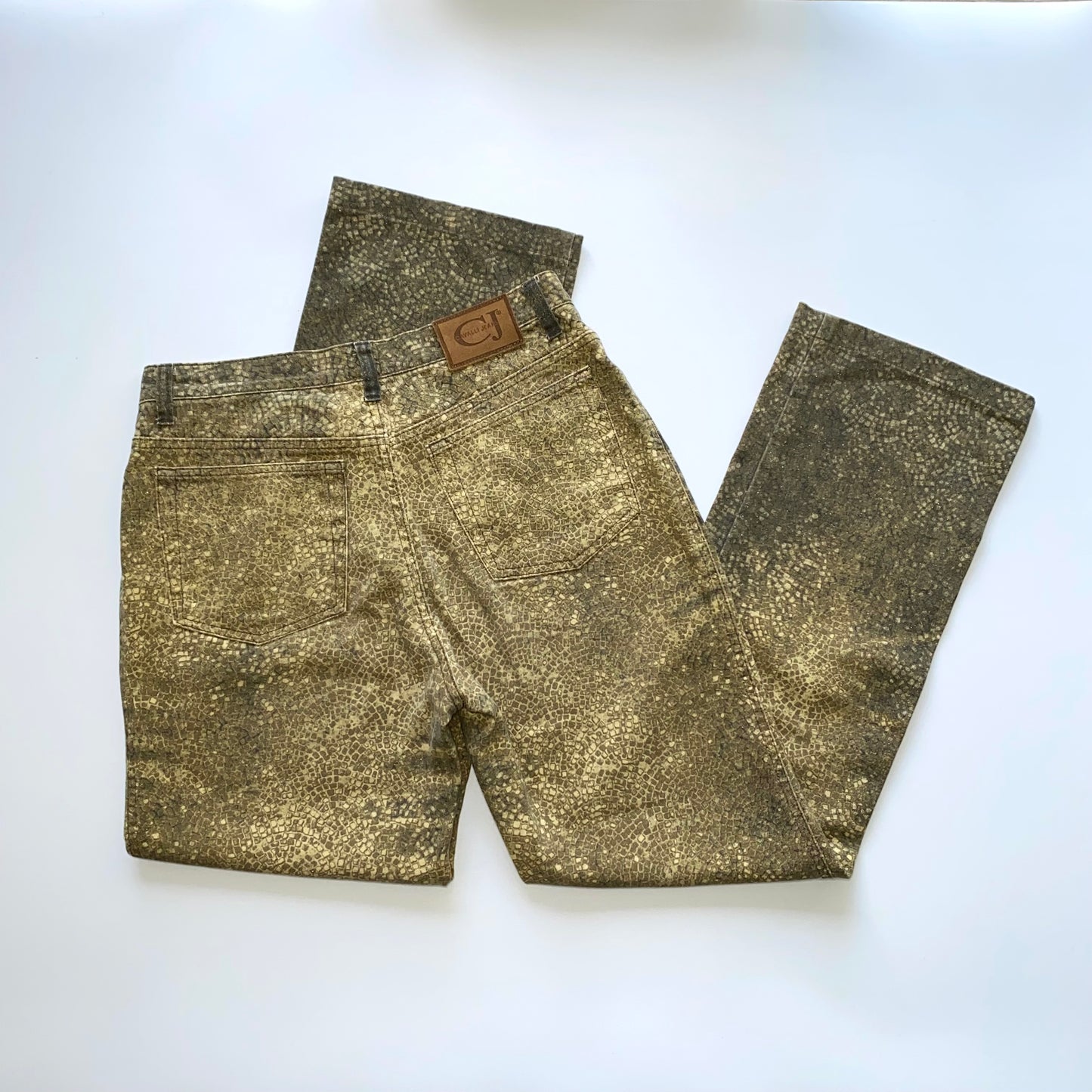 Roberto Cavalli golden mosaic-printed jeans