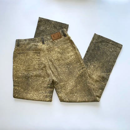 Roberto Cavalli golden mosaic-printed jeans