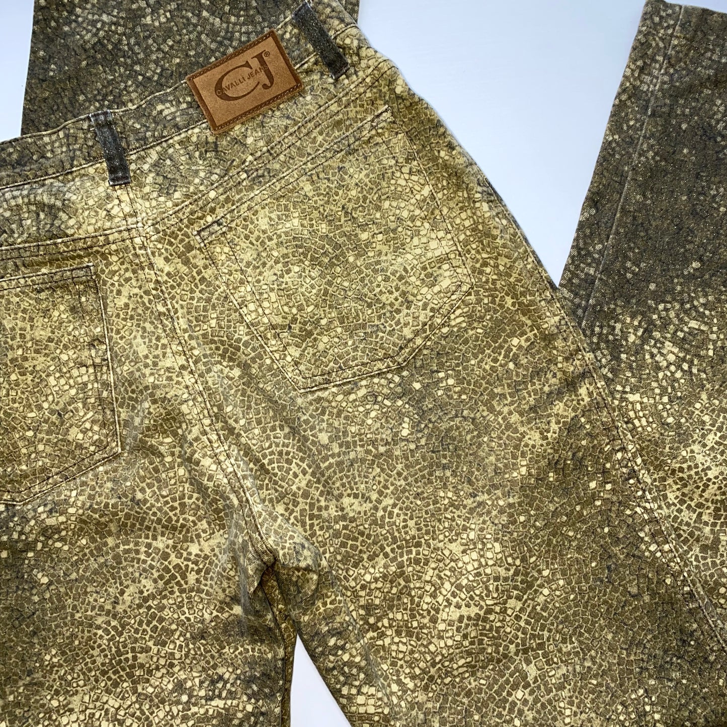 Roberto Cavalli golden mosaic-printed jeans