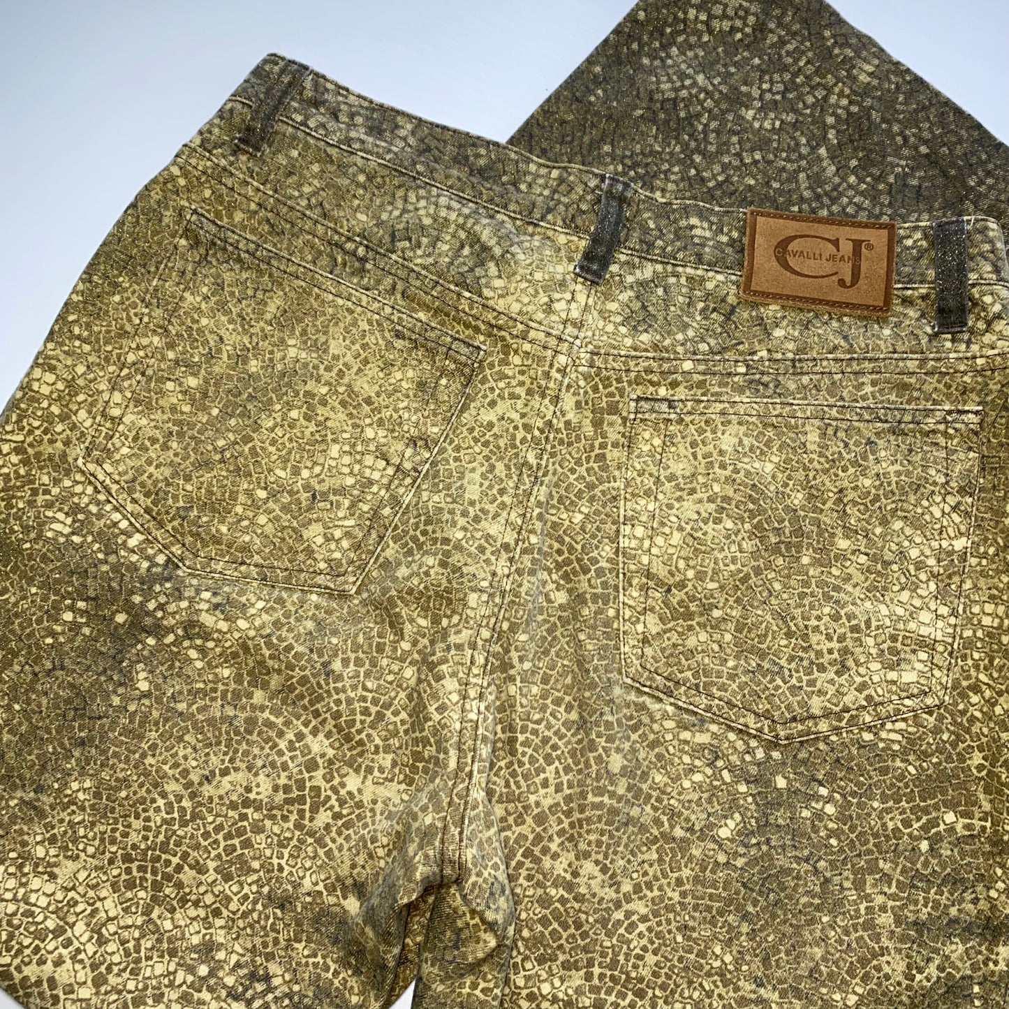 Roberto Cavalli golden mosaic-printed jeans