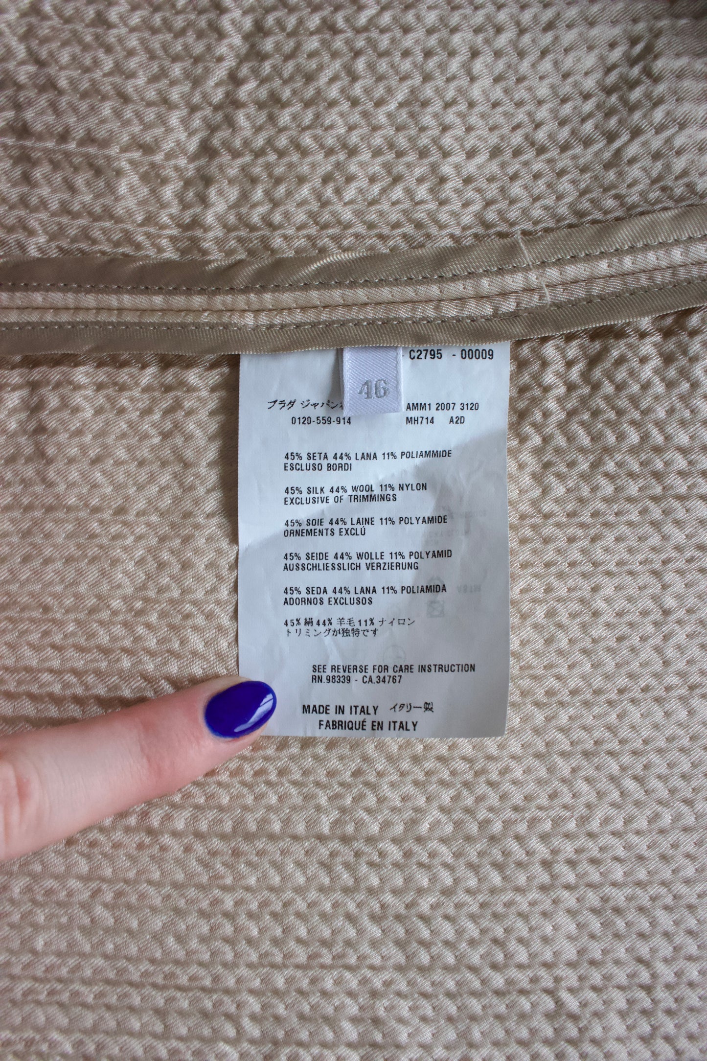 Miu Miu FW 2007 beige silk-wool blazer