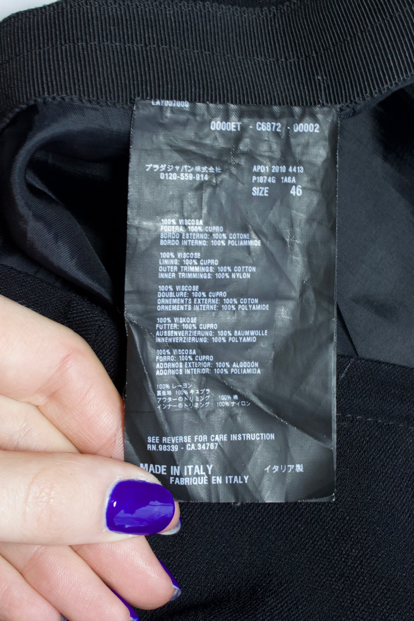 Prada FW 2010 black wool midi-skirt