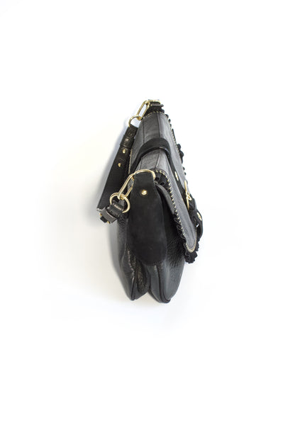 Roberto Cavalli black leather shoulder bag