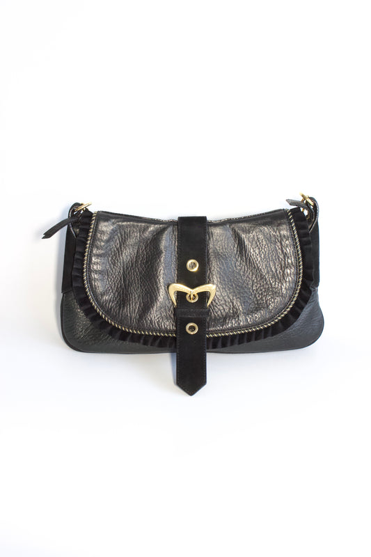 Roberto Cavalli black leather shoulder bag