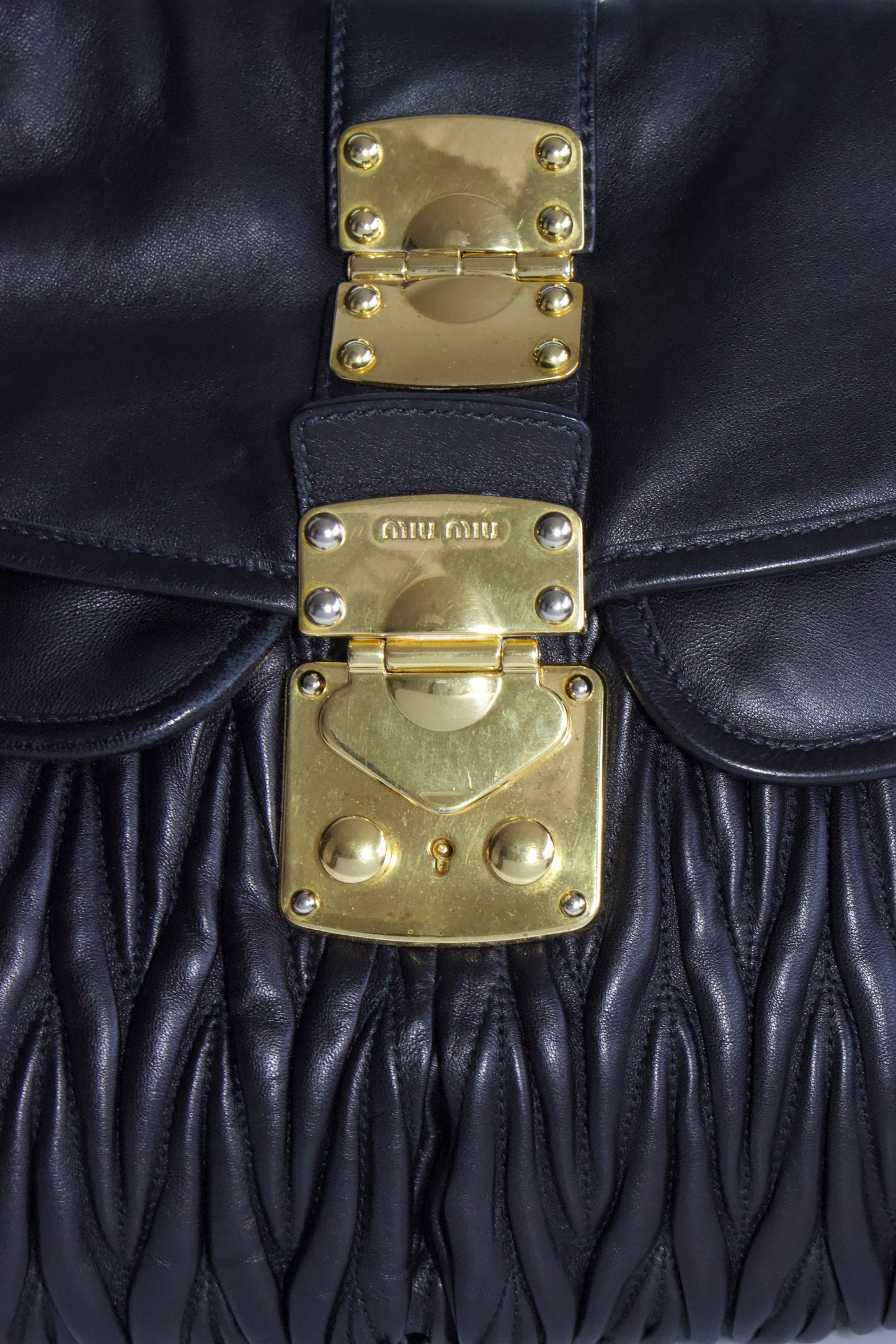 Miu Miu black matelasse Coffer crossbody bag