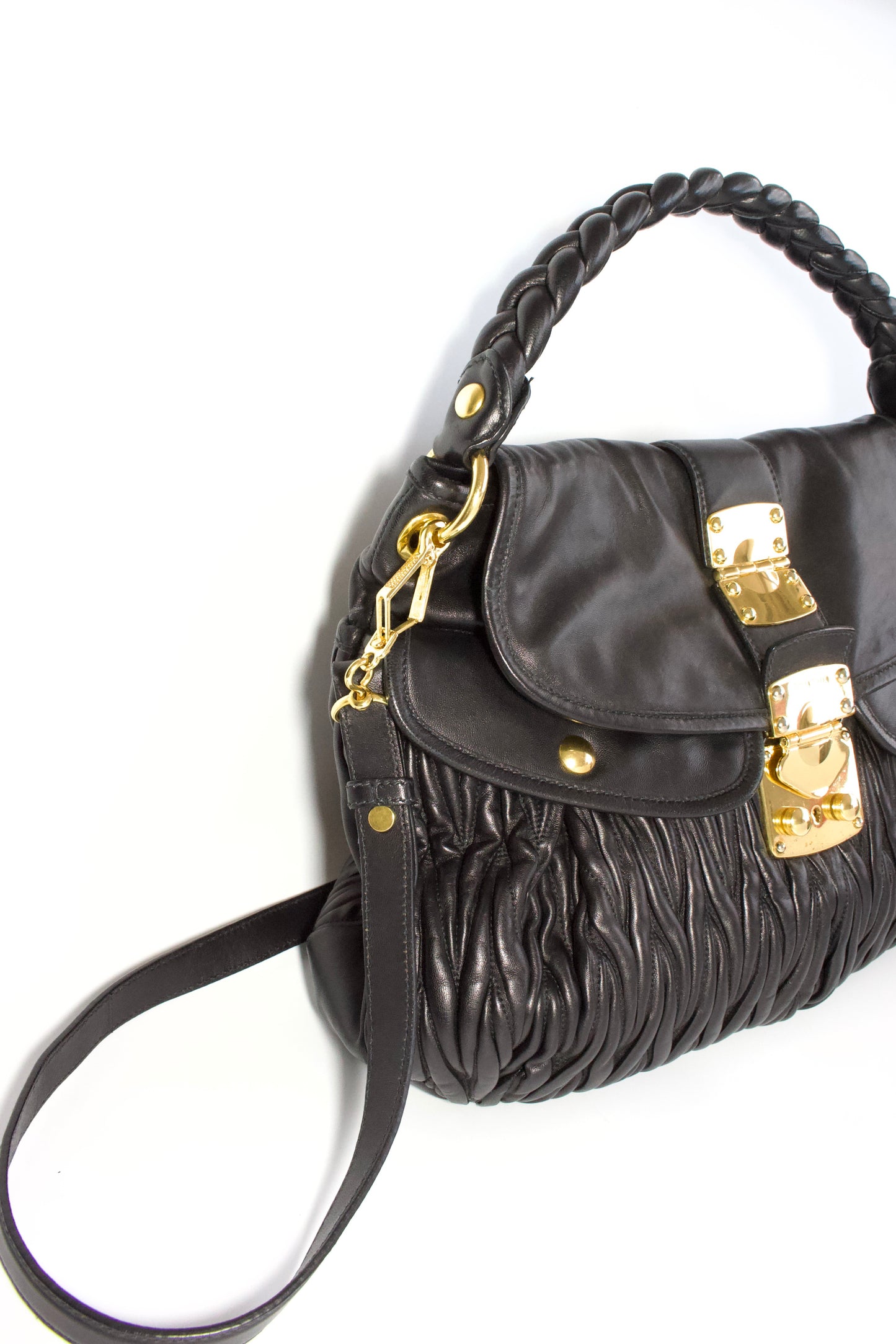 Miu Miu black matelasse Coffer crossbody bag