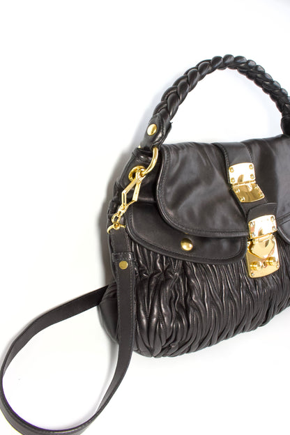 Miu Miu black matelasse Coffer crossbody bag