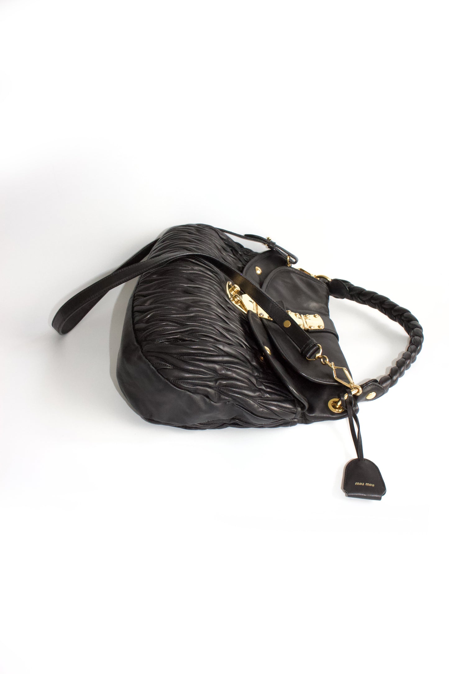 Miu Miu black matelasse Coffer crossbody bag