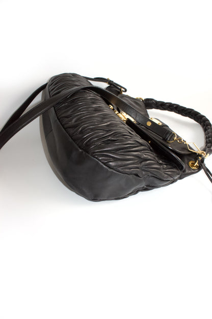 Miu Miu black matelasse Coffer crossbody bag