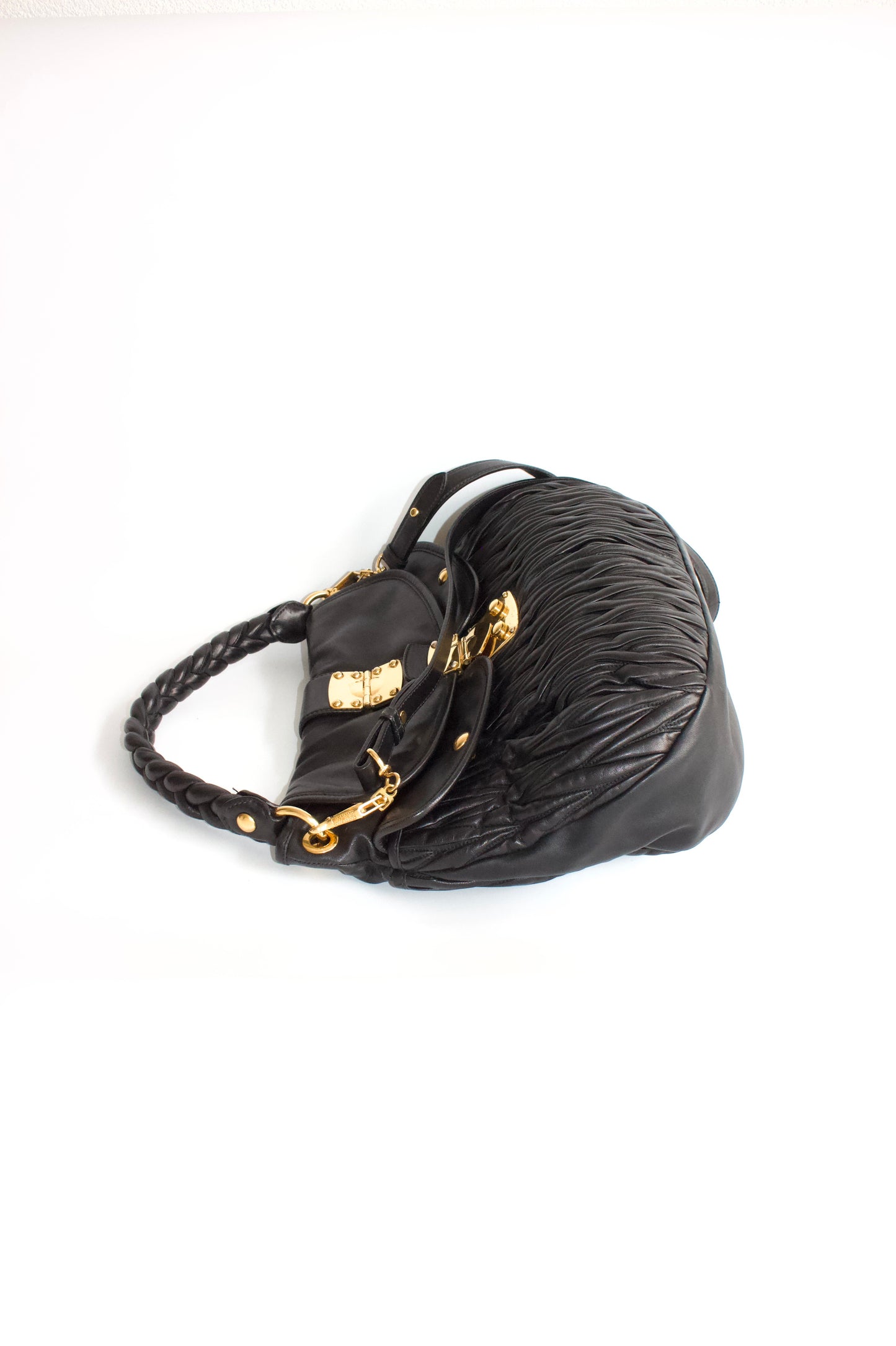 Miu Miu black matelasse Coffer crossbody bag