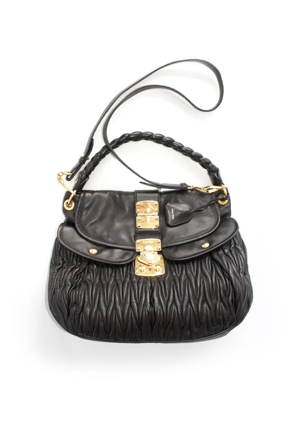 Miu Miu black matelasse Coffer crossbody bag