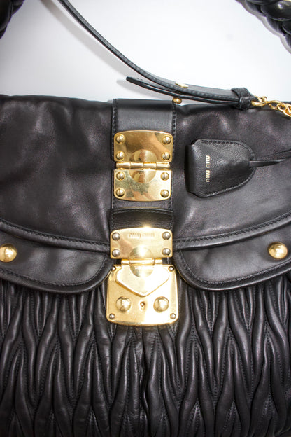 Miu Miu black matelasse Coffer crossbody bag