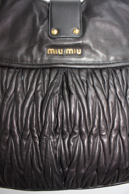 Miu Miu black matelasse Coffer crossbody bag